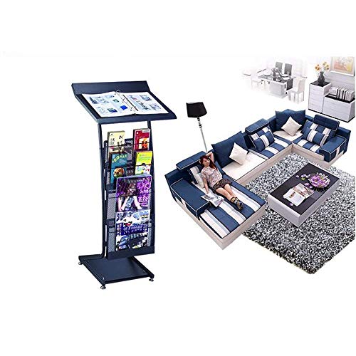 Floor Leaflet Stand Magazine Rack A4 Brochure Holder (Black, 116x48x42cm)