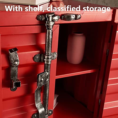 Industrial Retro Metal Storage Cabinet, Double Door Lockers, Blue/Green, 50x38x60cm