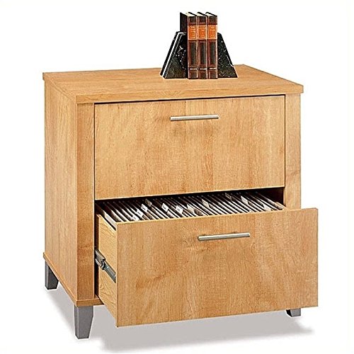 Bush Furniture Somerset 4 Piece 71" L-Shape Office Set in Maple Cross
