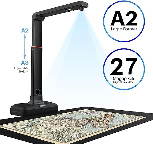 VIISAN S21 Large Format Book & Document Scanner, A2, 27MP High Resolution, Auto-Flatten & Fingerprint Removal Technologies, Adjustable Height, Multi-Language OCR, Windows & macOS