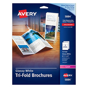 Avery Brochures for Color Laser Printers 8.5 x 11, White, Glossy, Pack of 50 (5884)
