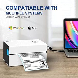 AOBIO Q5 Shipping Label Printer - Label Holder Suitable for up to 4x6 Direct Thermal Labels for Shipping Packages - Compatible with Windows & Mac System and Multiple Platforms
