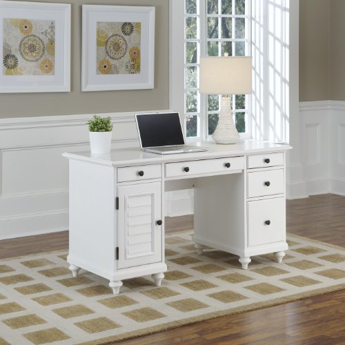 Bermuda Brushed White Pedestal Desk by Home Styles