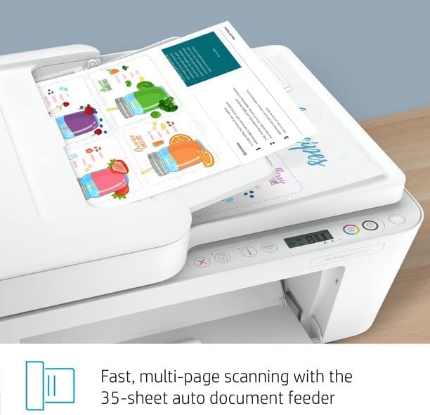 HP DeskJet 4152e Wireless Inkjet Color All-in-One Printer, Print Copy Scan, Instant Ink Ready, 35 Sheet ADF, WiFi USB Connectivity, White, W/Silmarils Printer Cable