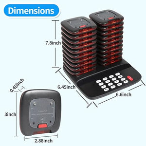 AGJ Restaurant Pager System Wireless Calling System 20 Pagers - Beeper Buzzer Vibration Flash