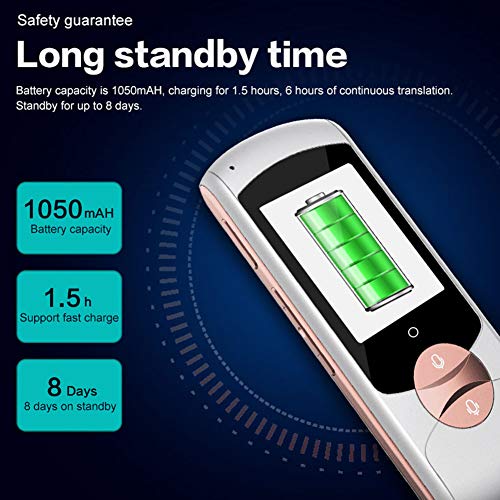 UsmAsk Smart Language Translator Device with Voice 2.4 Inch Touch Screen - 41 Languages - WiFi - Pink - Ideal Gift