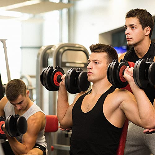 AOTOB Adjustable Dumbbells Weight, 55 lbs Single Dumbbell for Men and Women with Anti-Slip Fast Adjust Turning Handle, Durable Dumbbell Suitable for Home Gym Exercise and Workout Fitness (Pair)