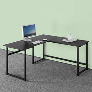 ZINUS Luke 59 Inch Black Metal Corner Desk / L-Shaped Computer Desk / Office Desk / Easy, Bolt Free Assembly