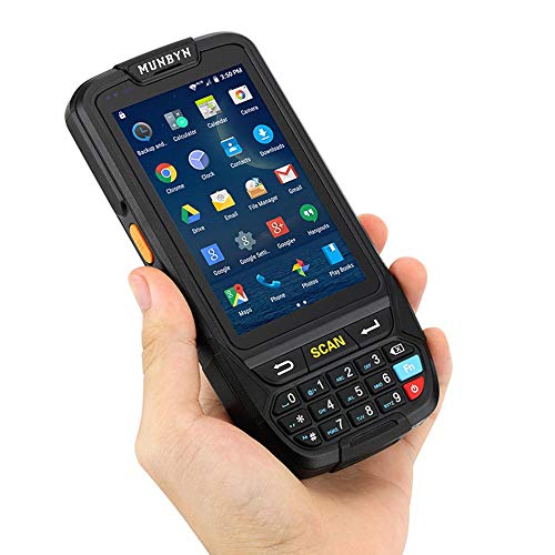 MUNBYN Handheld Barcode Scanner with Android 7.0 OS, 2D PDF417 Honeywell Scanner, Numeric keypad, Touch Screen and Charging Cradle with 3G 4G WiFi BT GPS Wireless Mobile Terminal for Inventory System