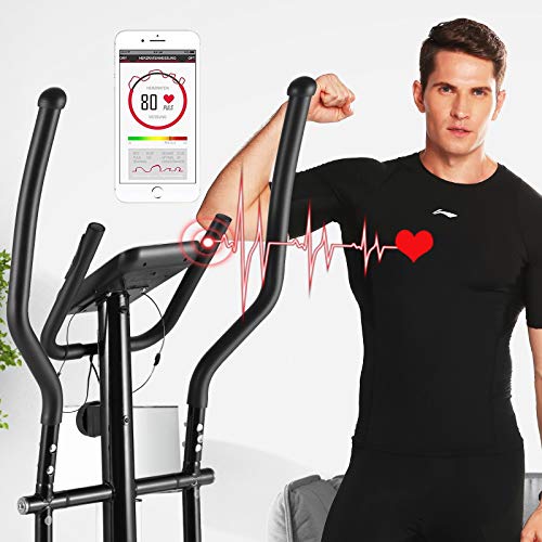 ANCHEER Elliptical Machine, Elliptical Trainer with APP Connected, 390 Weight Capacity & Large Multi-Function LCD Display for Walking Home & Office Cardio Exercise