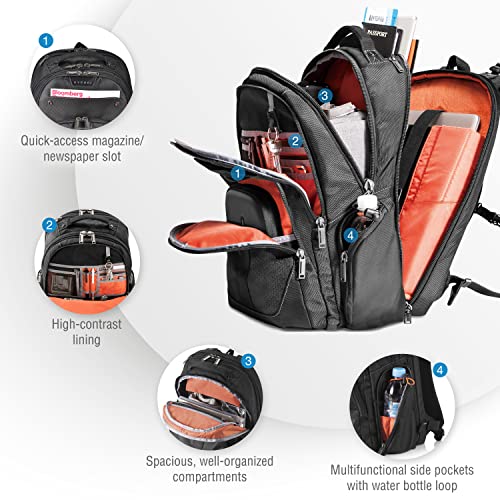 EVERKI Atlas Travel Friendly Laptop Backpack, 11-Inch to 15.6-Inch Adaptable Compartment (EKP121S15), Black