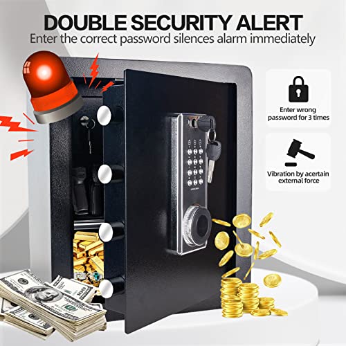1.9 Cub Security Safe and Safe Box with Digital Keypad,Fireproof Safe with Inner Cabinet LED Light,Money Safe box for Home Hotel Business
