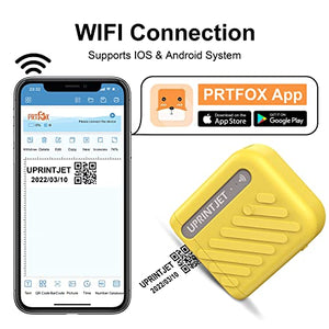 UPRINTJET B10 Mini Handheld Inkjet Printer Wireless WiFi Printer with iOS/Android APP Handy Inkjet Printer for QR Code Barcode Batch Number Batch Number Picture DIY Printing Date Printer (Yellow)