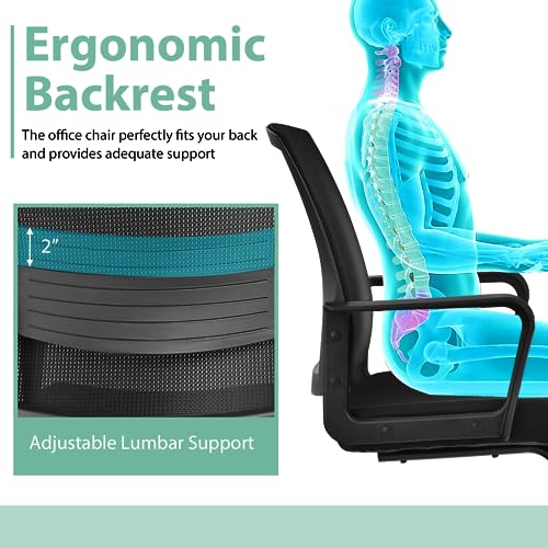Tangkula Office Guest Chair Set of 12 with Adjustable Lumbar Support & Sled Base