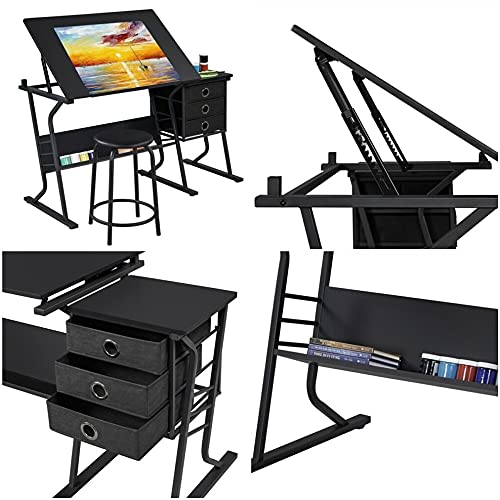 Art Supplies - Drafting Table Drawing Craf Table Desk w/Stool - TE04
