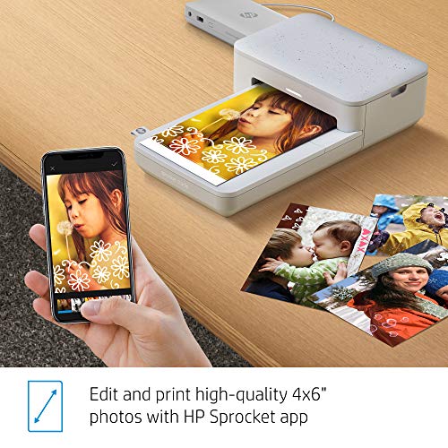 HP Sprocket Studio 4x6” Instant Photo Printer – Print Photos from Your iOS, Android Devices & Social Media - Paper, Ink & Charger Bundle