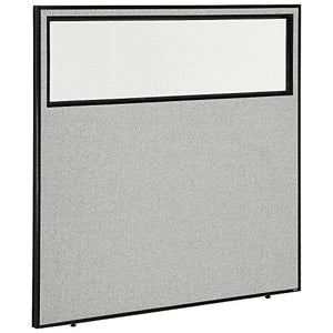 60-1/4"W x 60"H Office Partition Panel with Partial Window, Gray