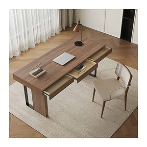 None Office Desk and Chair Set, Home Wooden Computer Desk with Drawers, Modern Personal Writing Desk (160x60x76cm)