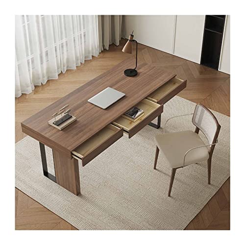 Office Desk and Chair Set, Home Wooden Computer Desk with Drawers, Modern Personal Writing Desk (160x60x76cm)
