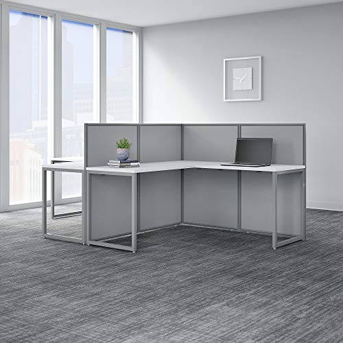 Bush Business Furniture Easy Office 2 Person L Shaped Cubicle Desk Workstation, 60W x 45H, Pure White