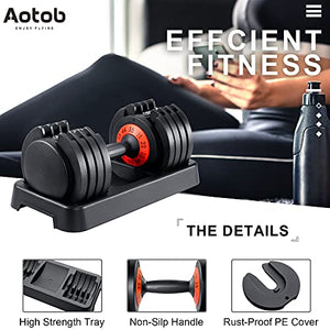 AOTOB Adjustable Dumbbells Weight, 55 lbs Single Dumbbell for Men and Women with Anti-Slip Fast Adjust Turning Handle, Durable Dumbbell Suitable for Home Gym Exercise and Workout Fitness (Pair)