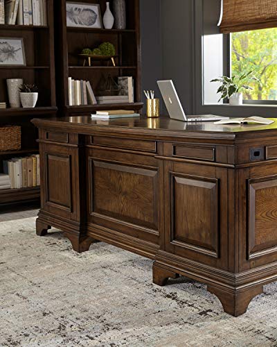 Coaster Home Furnishings Executive Desk with File Cabinets - Burnished Oak 881281