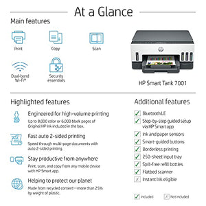 HP Smart Tank 7001 Wireless All-in-One Cartridge-free Ink Tank Printer, up to 2 years of ink included, mobile print, scan, copy (28B49A)