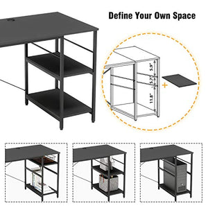 Bestier L Shaped Desk with Shelves 95.2 Inch Reversible Corner Computer Desk or 2 Person Long Table for Home Office Large Gaming Writing Storage Workstation P2 Board with 3 Cable Holes, Black