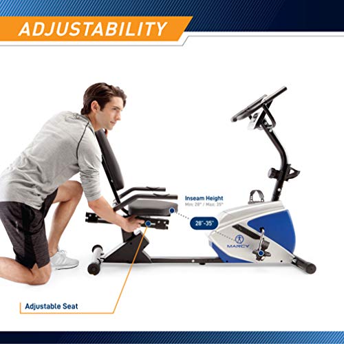 Marcy 8 Levels Magnetic Resistance Recumbent Exercise Bike with Adjustable Seat, 250-lb Capacity ME-1019R