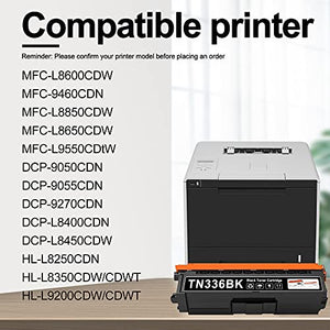 6 Pack (3Black+1Cyan+1Magenta+1Yellow) TN336BK TN336C TN336M TN336Y TN336 High Yield Toner Cartridge Set Replacement for Brother HL-L8250CDN MFC- 9460CDN DCP-9050CDN Printer Toner