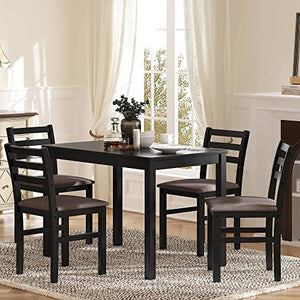 Uneeruiqy 5-Piece Dining Table Chair Set with Upholstered Tufted Chairs