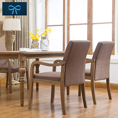 RILOOP Wooden Dining Chairs with Arm, Fabric Upholstered, Green