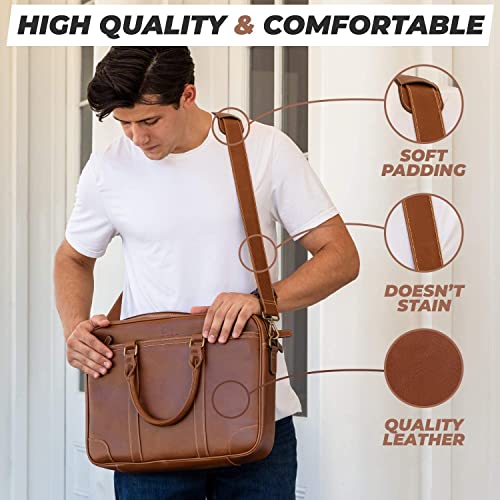 Luxorro Full-Grain Leather Compact Dark Brown, 14-inch and Faux Leather Classic Light Brown, 15.6-inch Laptop Bags perfect for formal, casual, travels, or everyday use.