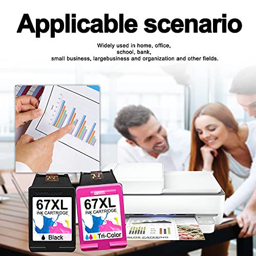 10 Pack (6 Black + 4 Tri-Color) 67XL 3YM57AN 3YM58AN Compatible Remanufactured Ink Cartridge Replacement for HP Deskjet 1255 Plus 4155 2732 Envy 6055 Pro 6455 6075 Pro 6452 Printer Ink Cartridge
