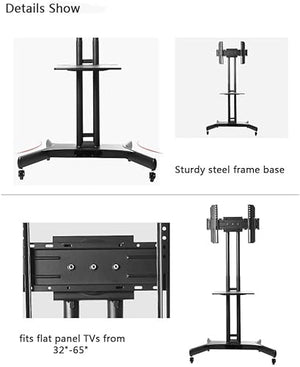 GaRcan Mobile TV Cart TV Floor Stand for 32-65" TVs with AV Shelf & Camera Holder