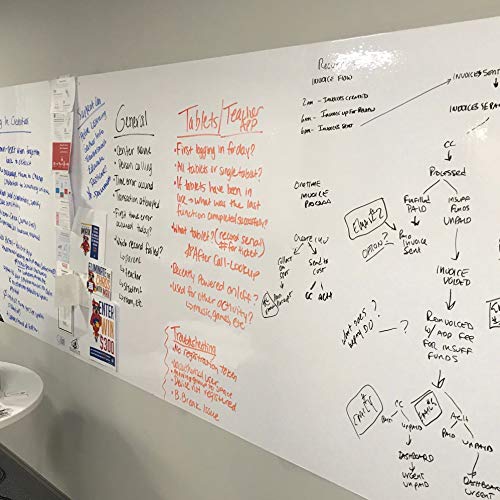 Think Board Premium Whiteboard Film, Peel and Stick, X-Large (White) (4'x12') XL Peel and Stick Dry Erase Board Wall Cling for Home and Office, Removable Wall Decals, Super Sticky, Stain-Proof