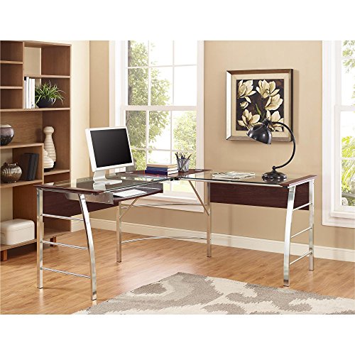 Ameriwood Home 9105296COM Altra Wingate Glass Top L Desk, Cherry,