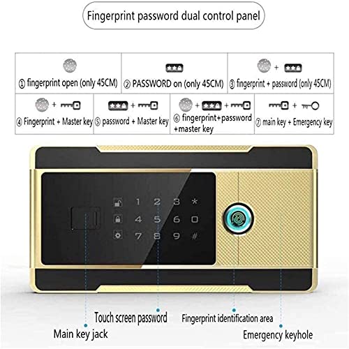 Jiaong Safety Boxes for Home, Digital Security Safe Box for Home Office Double Safety Key Lock and Password, Fireproof Waterproof Lock Cabinets Cash Strongbox Solid Steel Safety Lock