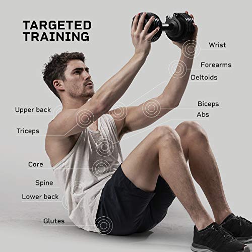 Lifepro PowerUp Adjustable Weights Dumbbells Set - Home Workout Equipment for Weight Lifting, Strength Training, Muscle Building, Core Fitness - Light 2.5 lb-15 lb Adjustable Dumbbells Set of 2