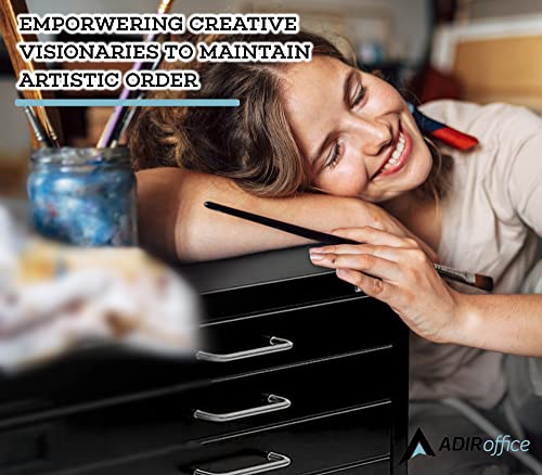 AdirOffice Blueprint Flat File Cabinet - Heavy Duty 5-Drawer Storage, 29" x 40", Black