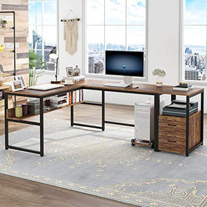 Tribesigns 70 Inch Modern L-Shaped Desk with Bookcase and Cabinet, L Shapes Computer Desk Study Table Super Sturdy Workstation with Drawers for Home Office with Hutch