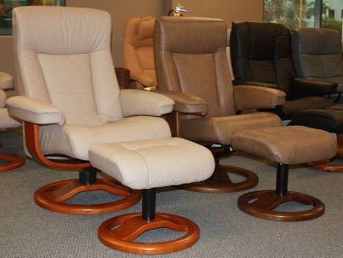 ScanSit 110 Black Leather Recliner Norwegian Ergonomic Scandinavian Lounge Reclining Chair 110 ScanSit Large Recliner Furniture Espresso Wood by Hjellegjerde