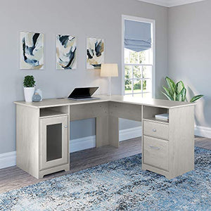 Bush Furniture Cabot L Shape Desk, Linen White Oak
