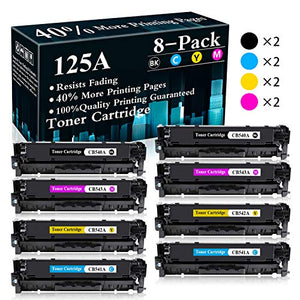 8 Pack (2BK+2C+2M+2Y) Cartridge 125A | CB540A CB541A CB542A CB543A Remanufactured Toner Cartridge Replacement for HP Color Laserjet CP1215 CP1518ni CP1515n CM1312nfi CM1312 MFP Printer,Sold by TopInk