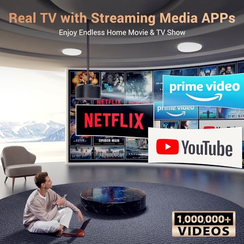 HAPPRUN 4K Android TV Projector with WiFi, Bluetooth, and Dolby Audio