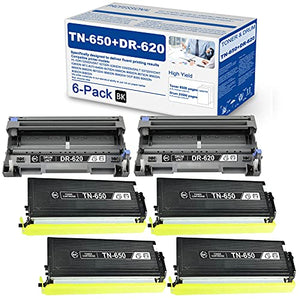 TN-650 TN650 Toner Cartridge & DR-620 DR620 Drum Unit Compatible Replacement for Brother HL-5240 5250DN/DNT 5380DN MFC-8370 8680DN 8690DN 8860DN 8870DW 8880DN 8890DW DCP-8060 8065DN Printer (6 Pack)