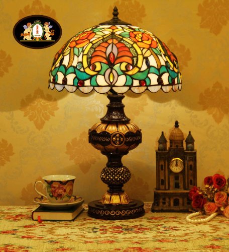 Tiffany Europaische retro style hand-painted stained glass table lamp