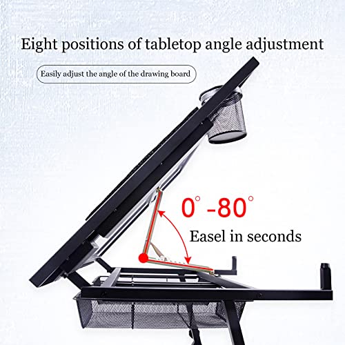 EESHHA Adjustable Drawing Table with Tempered Glass and Drawers