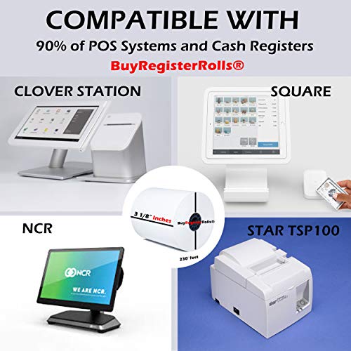 (200 PoS Rolls - 50GSM) 3-1/8 x 230' Thermal Paper Rolls tm-t88 t-20 t-90 bixolon srp-350 370 - bpa Free - BuyRegisterRolls