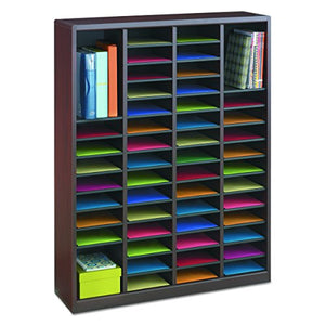 Safco Products E-Z Stor Wood Literature Organizer, 60 Compartment, 9331MH, Mahogany, Durable Construction, Removable Shelves, Plastic Label Holders